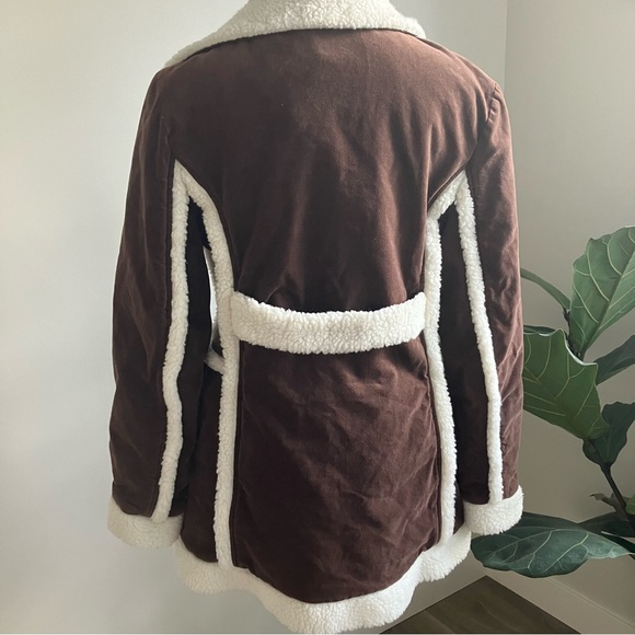 Retro Y2K Sherpa Lined 70s Inspired Coat - Picture 3 of 7